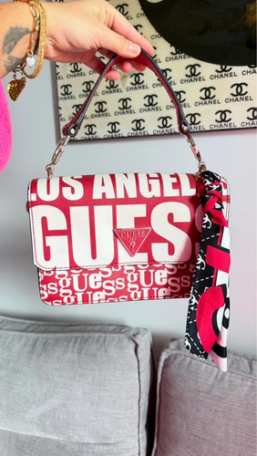 Borsa guess rosso bianco - guess,